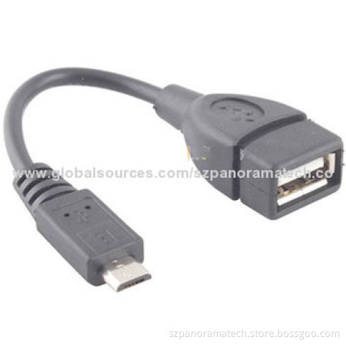 OTG Cable, Micro USB to USB Female, Comes in Black, Pure Copper, High-speed Transfer